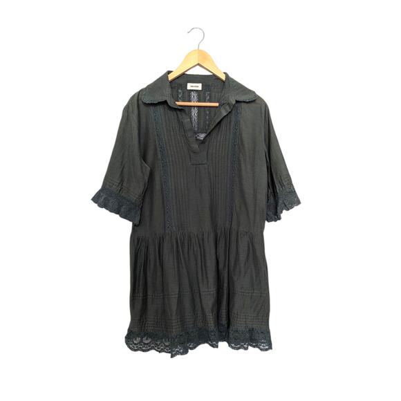 Zadig and Voltaire Rosea Tomboy Dress Olive Green Khaki Crochet Lace Mini Collar - Picture 1 of 5